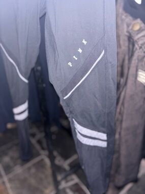 PINK Victoria's Secret Black Jogger Pants with Reflective Stripes